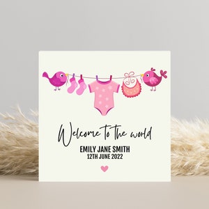 Personalisierte neue Baby-Karte, es ist eine Mädchen-Karte, Baby-Mädchen-Karte, niedliche neue Baby-Karte, Karte für neue Eltern, personalisierte Willkommens-neue-Baby-Karte