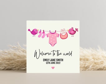 Personalised New Baby Card, It's a girl card, Baby girl Card, Cute new baby card, Card for new parents, Personalised Welcome New Baby Card