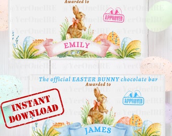 DOWNLOAD IMMEDIATO - Carina confezione di barrette di cioccolato pasquali, confezioni di barrette di cioccolato con lista dei buoni coniglietti pasquali, caccia alle uova di Pasqua, dolcetti pasquali