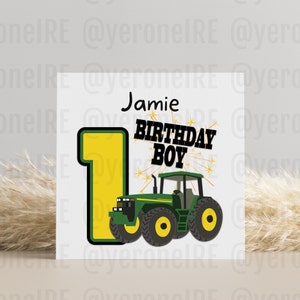Carte de vœux d’anniversaire de tracteur personnalisée, carte d’anniversaire John Deere, carte d’anniversaire d’âge personnalisée, carte d’anniversaire d’âge, carte de tracteur vert