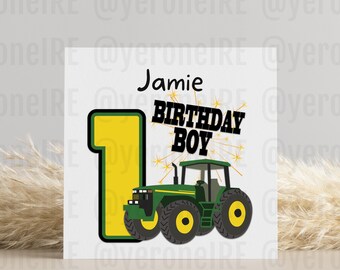 Biglietto d&#39;auguri di compleanno del trattore personalizzato, biglietto di compleanno John Deere, biglietto di compleanno personalizzato per l&#39;età, biglietto di compleanno per l&#39;età, biglietto del trattore verde