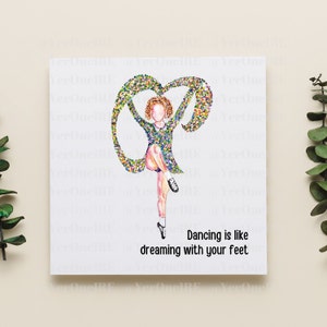 Rainbow Art Irish Dancer Inspirational gift card, Water Colour Art, Irish Dancing Teacher gift, Congratulations well Done card, inspiration