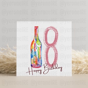 Kartka z okazji 18. urodzin, urodzony w 2004 roku, Kartka urodzinowa dla niego, Kartka urodzinowa dla niej, kartka urodzinowa z winem, prezent na 18. urodziny