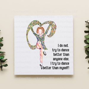Irische Tänzerin, Irish Dance, Karte, inspirierendes Zitat, Regenbogenkunst, Aquarellkunst, irisch, Tanzlehrergeschenk, Glückwünsche, personalisieren