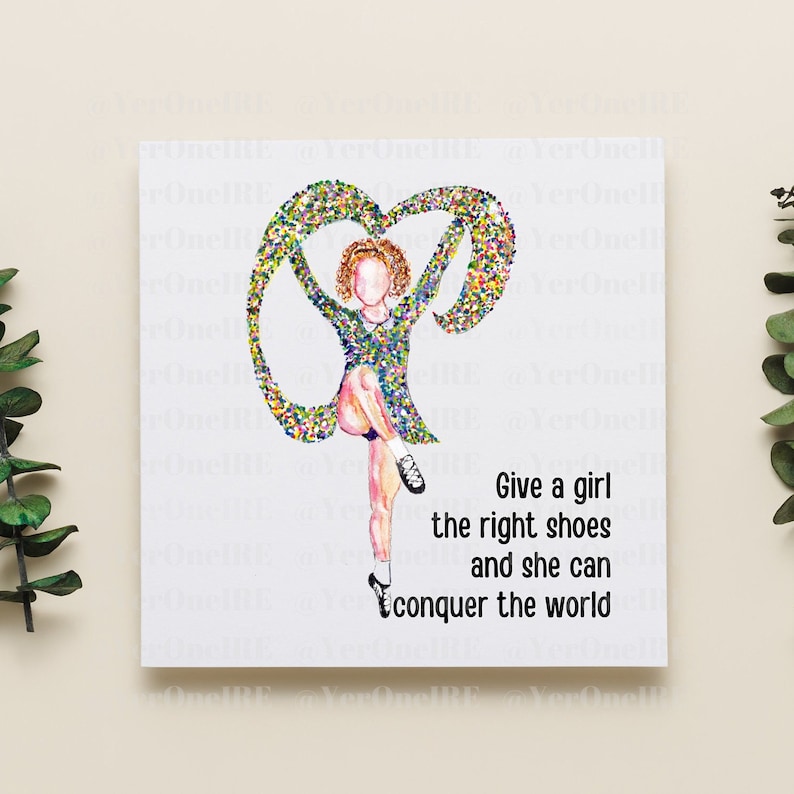 Carte de danse irlandaise, danse irlandaise, citation inspirante, art arc-en-ciel, aquarelle, irlandais, cadeau pour professeur, carte de félicitations, personnalisation image 1