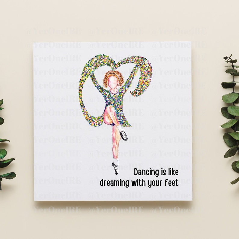 Carte de danse irlandaise, danse irlandaise, citation inspirante, art arc-en-ciel, aquarelle, irlandais, cadeau pour professeur, carte de félicitations, personnalisation image 5