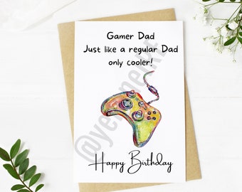 Happy Birthday Card, Gamer Dad, Rainbow Art, Happy Birthday Daddy, Birthday Gift, Happy Birthday Dad Card, Happy Birthday Daddy Card