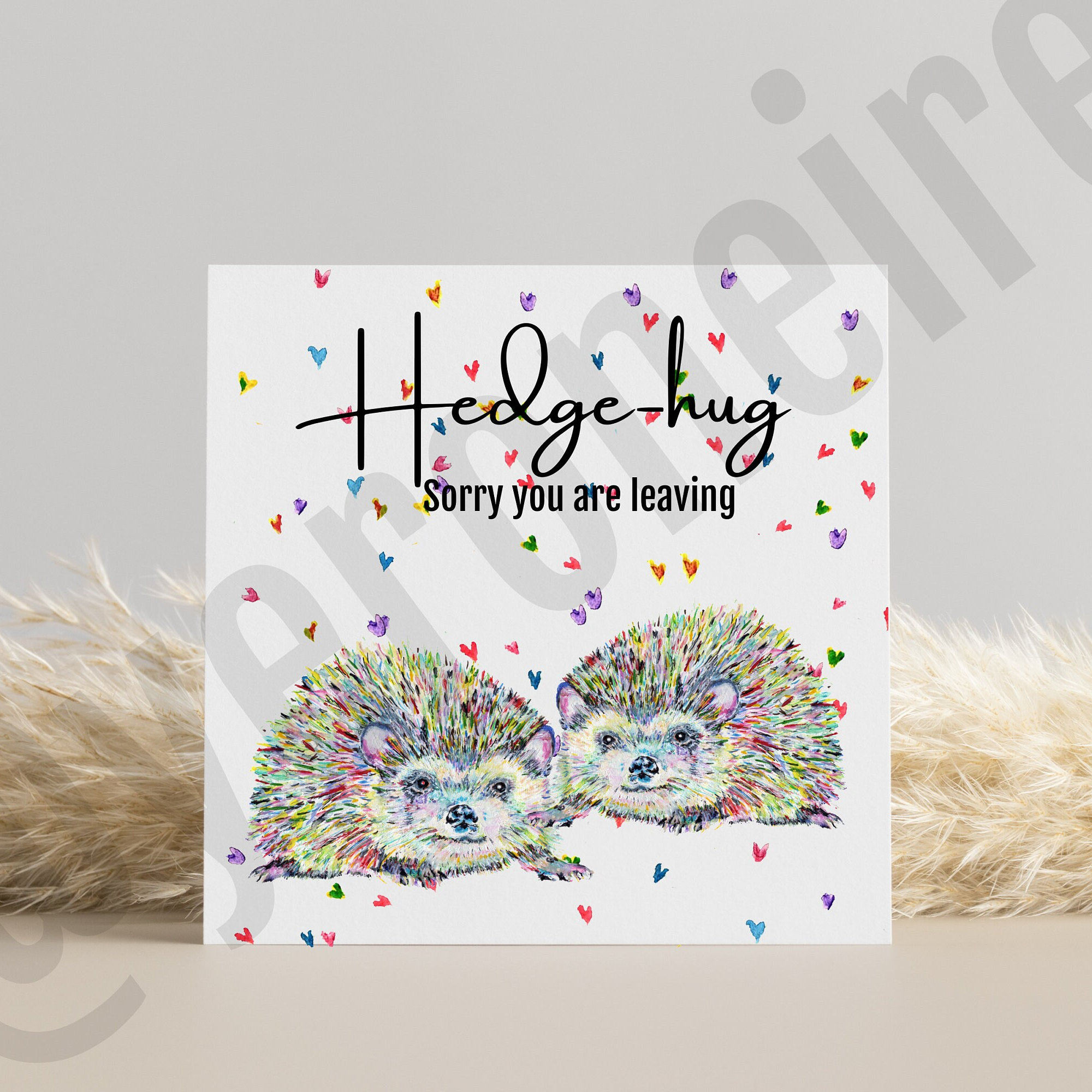 Mi dispiace che tu stia lasciando Card, Cute Hedgehog Card, Rainbow Art, nuova carta di lavoro, Cute new Job Card, Cute hearts miss you card, carta di buona fortuna