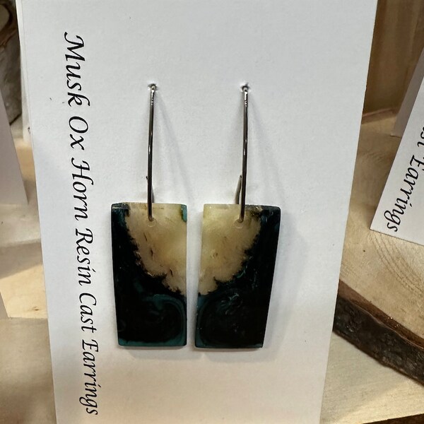 Alaskan Made Musk Ox Horn and Resin Earrings