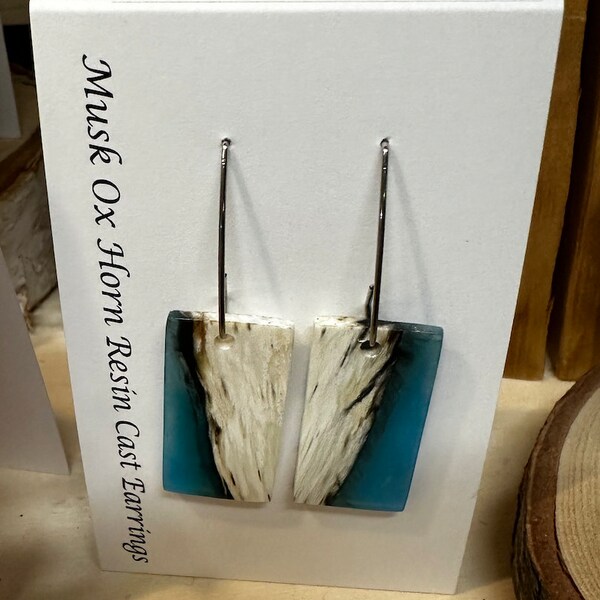 Alaskan Made Musk Ox Horn and Resin Earrings