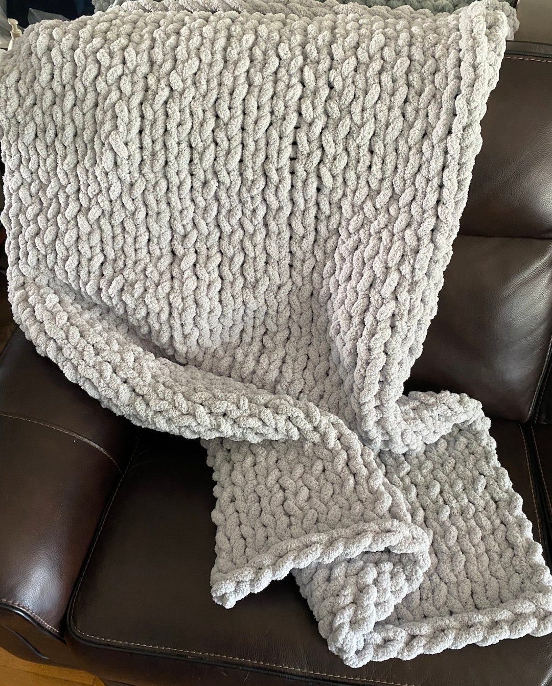 Thick Finger Knit Blanket, Chunky Throw Blanket, Cozy Blanket, Soft