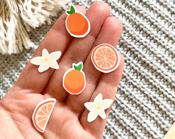 Orange Blossom Waterproof Flower Sticker, Cute Mini Stickers For Laptop, Fruit Ipad Stickers, Tiny Waterbottle Stickers, Kindle 1 in Sticker