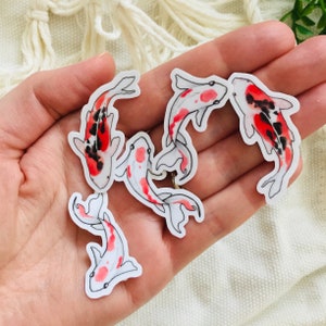 Koi Fish Mini Stickers, Small Sticker for Kindle, Pink Laptop Stickers, Kawaii Waterbottle Decal, Girly Stickers, Aesthetic Stickers Pack