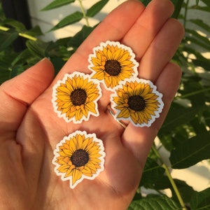 Sunflower Mini Sticker Pack, Small Yellow Flower, Wildflower Decal, Phone Sticker, Phone Case Sticker, Sticker For Phone, Floral Label 1"