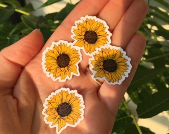 Sunflower Mini Sticker Pack, Small Yellow Flower, Wildflower Decal, Phone Sticker, Phone Case Sticker, Sticker For Phone, Floral Label 1"