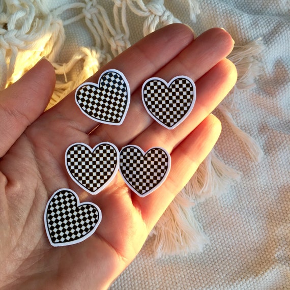Mini Heart Stickers, Checkerboard Heart Stickers, Mini Phone