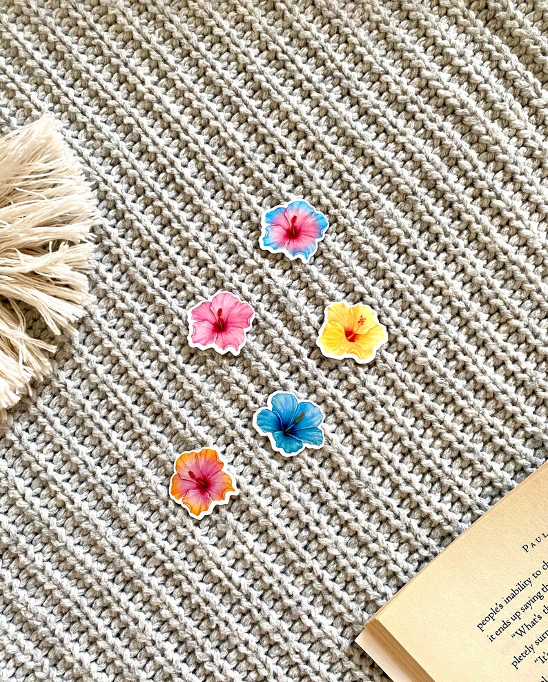 Hibiscus Flower Sticker, Mini Small Stickers Pack, Hawaiian Plants Sticker, Trendy Sticker, Cute Girly Sticker, Waterproof Laptop Stickers bild 2