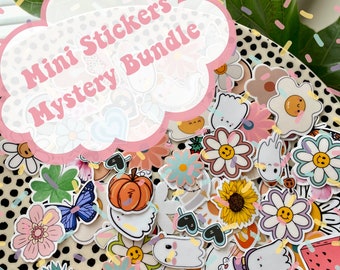 Mini Stickers Mystery Pack, Cute Small Waterproof Sticker Bundle, Waterbottle Stickers, Laptop Vinyl Decals, Little Phone Case Stickers