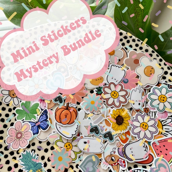 Mini Stickers Mystery Pack, Cute Small Waterproof Sticker Bundle, Waterbottle Stickers, Laptop Vinyl Decals, Little Phone Case Stickers