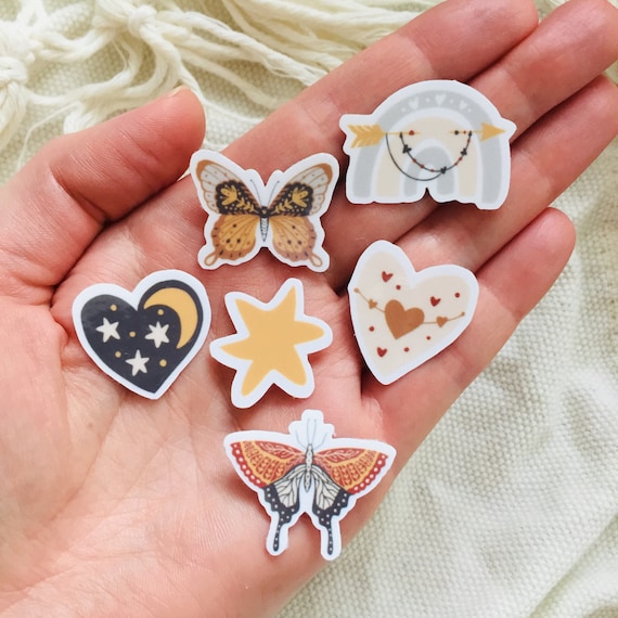 Celestial Sticker Pack, Boho Small Sticker, Butterfly Laptop Sticker, Rainbow Sticker, Cute Kindle Insert Skin Sticker, Cottagecore Decal
