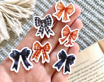 Halloween Coquette Bow Stickers, Black and Orange Bow Mini Sticker Pack, Kindle Bookish Decals, Trendy Spooky Vinyl Stickers, Reader Gifts