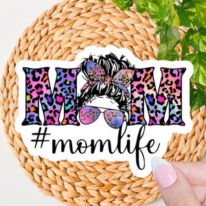Messy Bun Mom Life Stickers, Tumbler Trendy Mama Stickers, Glitter And Dirt Best Friend Gift For Mom, Water Bottle Funny Mom Vinyl Decals