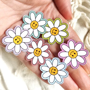 Happy Daisy Mini Sticker, Small Sticker Pack, Waterproof Phone Sticker, Cute Stickers, Laptop Decal, Tiny Flower Sticker, Aesthetic Sticker
