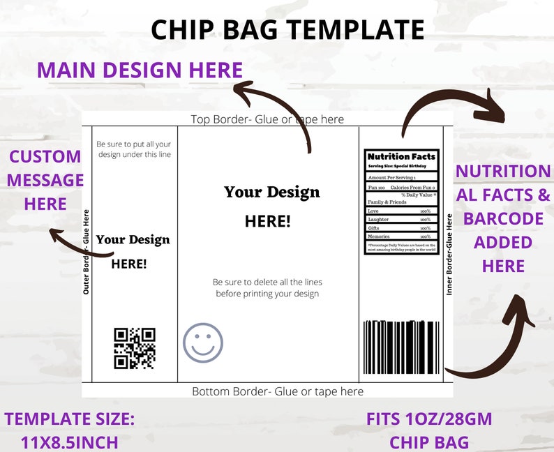 Party Favours Template Bundle Chip Bag Template Capri Sun - Etsy