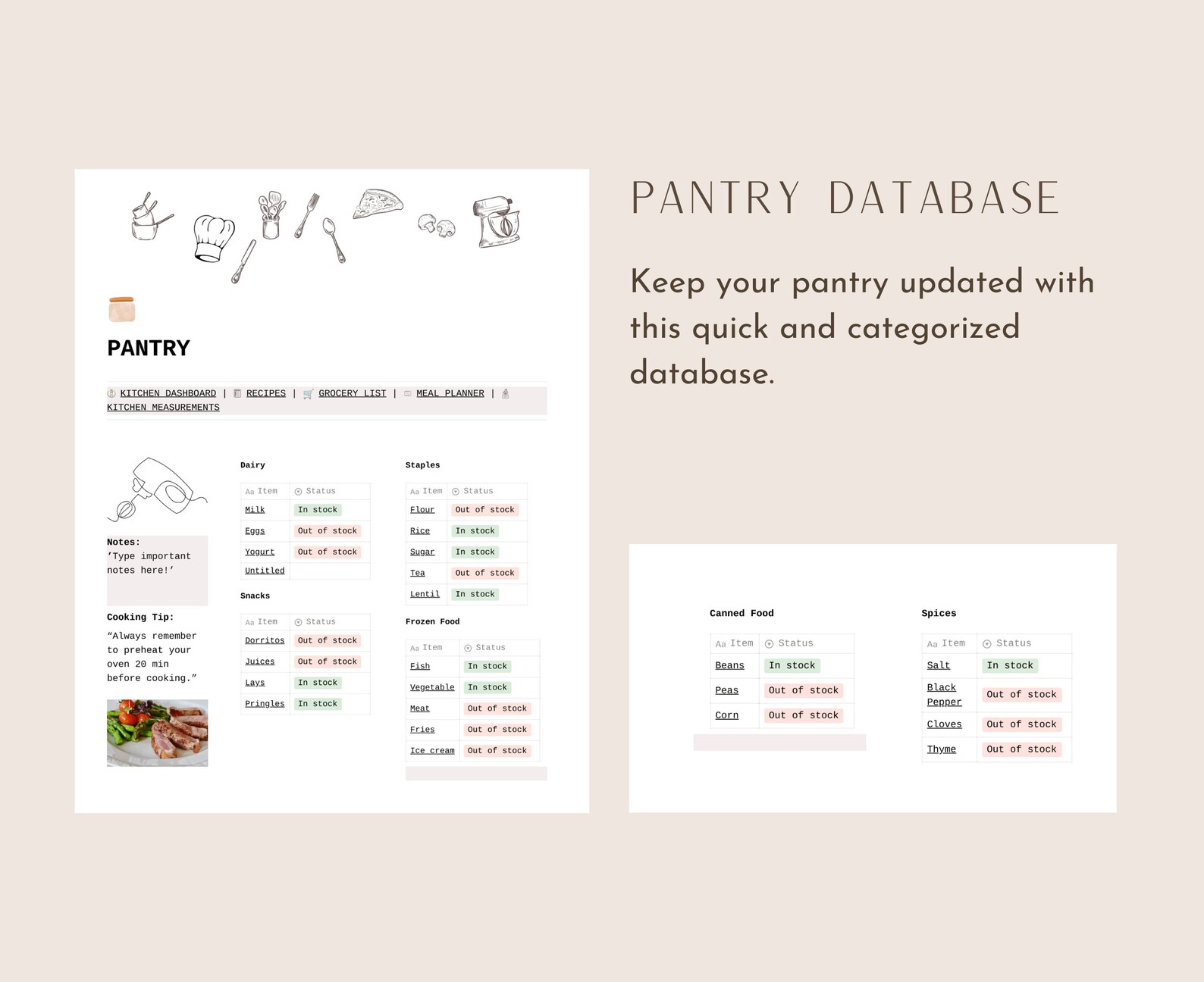 Notion Template, Ultimate Kitchen Planner, Weekly Meal Planner, Notion ...