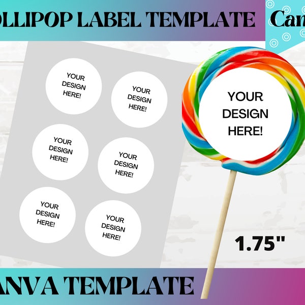 Editable Lollipop Label Template, Lollipop Label Template SVG, Printable Lollipop Label, Lollipop Holder svg, Digital Download, CANVA