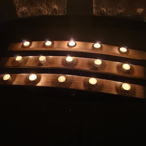 Oak barrel stave candle holder