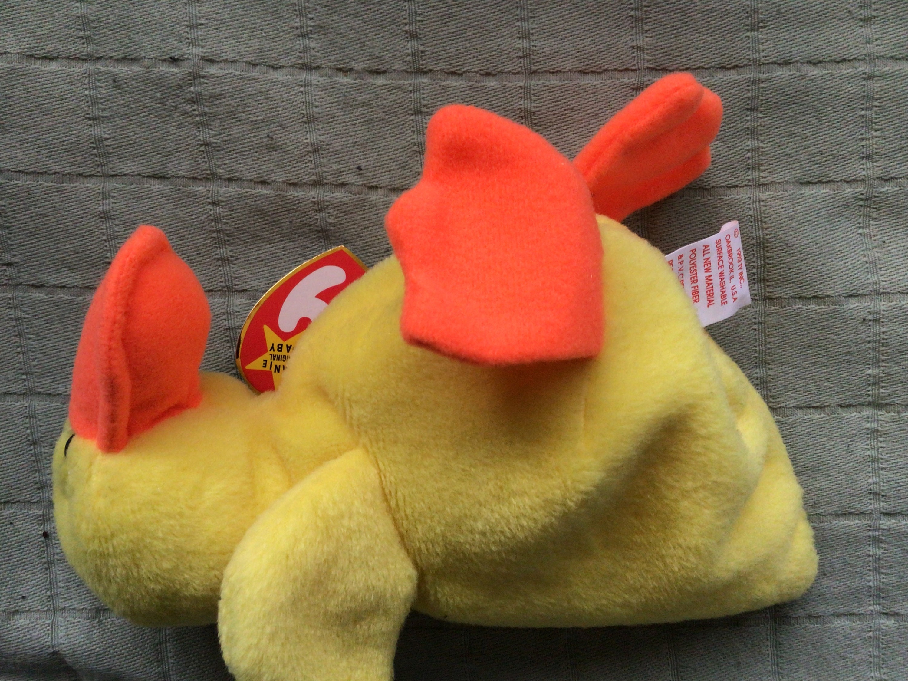 Quackers,ty Beanie Baby,p.v.c.pellets.vintage 1993.mint Condition.style