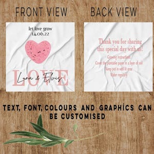 Laissez l'amour grandir, papier graine pour mariage, fleurs sauvages, cadeaux en papier graine pour mariage, carte de remerciement pour les invités, mariée, mariage, cadeau