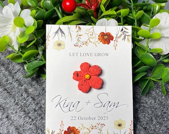Carta personalizzata con semi piantabili, carta con semi di fiori selvatici, biglietto di ringraziamento per gli ospiti, bomboniera ecologica, segnaposto per battesimi ed eventi
