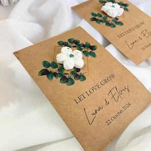 Deixe o amor crescer, papel semente para casamento, cultiva flores silvestres, lembrancinhas de papel semente para casamento, cartão de agradecimento para convidados, noiva, casamento, lembrancinhas para festa