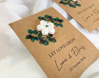 Let Love Grow,seed paper for wedding,Grows Wildflowers,wedding seed paper favors,Thank you card for guests,Bridal, Wedding,Party favor