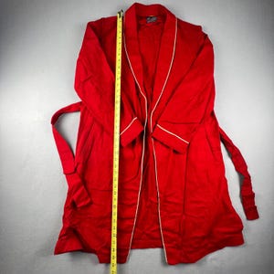 VTG Pendleton Robe Womens Medium Red Wool Piping Belted Loungewear Classic image 13
