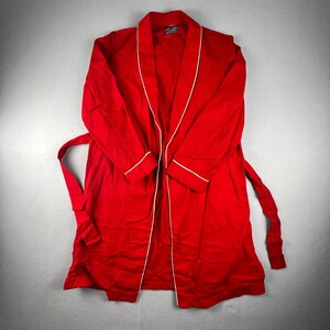 VTG Pendleton Robe Womens Medium Red Wool Piping Belted Loungewear Classic image 11