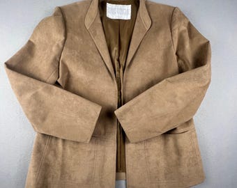 Marynarka Vintage Ultrasuede damska w kolorze średniego brązu, profesjonalna, Baron Peters Luxury