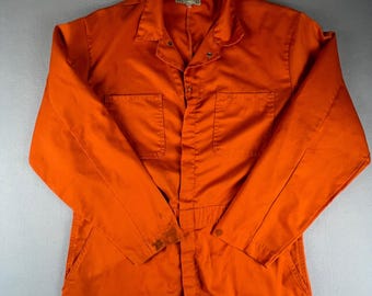 Vintage Mechanic Coveralls Combinaison de travail utilitaire à manches longues 46 orange pour hommes