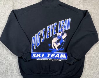 VTG Minn Brewing Co Pigs Eye Ski Team Sweatshirt Mens XL Mock Neck Gopher Sport