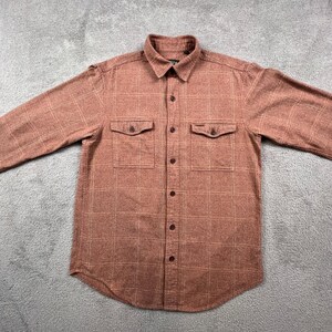 VTG Orvis Flanellhemd Männer Medium Rost Orange kariert Ellenbogen Patch Outdoor robust
