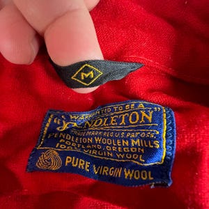 VTG Pendleton Robe Womens Medium Red Wool Piping Belted Loungewear Classic image 5