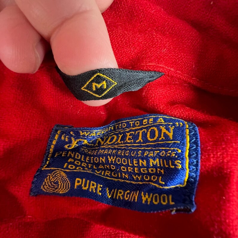 VTG Pendleton Robe Womens Medium Red Wool Piping Belted Loungewear Classic image 5