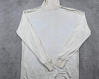 Camiseta de manga larga vintage 100% seda Lands' End, cuello alto para hombre, color crema medio