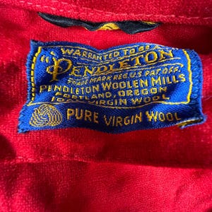 VTG Pendleton Robe Womens Medium Red Wool Piping Belted Loungewear Classic image 2