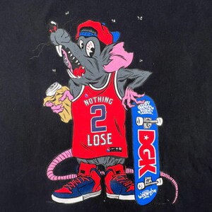 DGK Skateboard T-Shirt Mens Medium Black Nothing 2 Lose Rat Graphic Skate Tee image 2