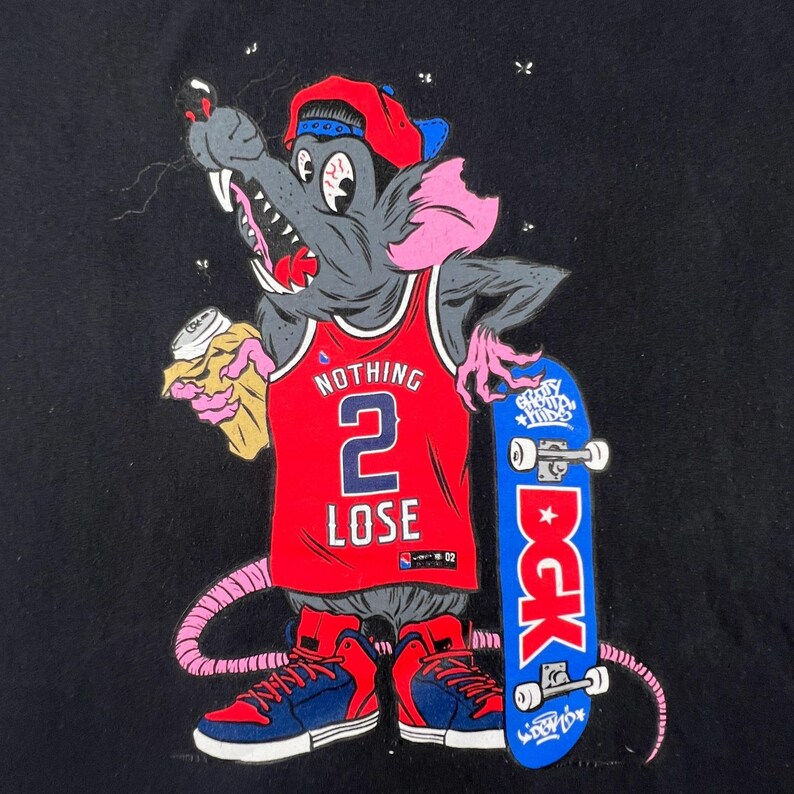 DGK Skateboard T-Shirt Mens Medium Black Nothing 2 Lose Rat Graphic Skate Tee image 2