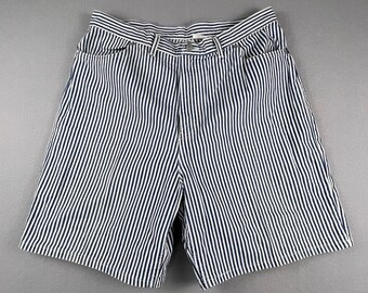 Pantalones cortos vaqueros Vintage Faded Glory, talla 18, rayas azules y blancas, Hickory Workwear