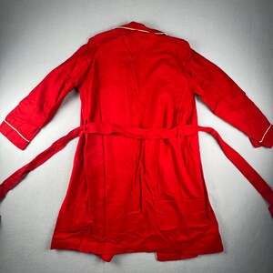 VTG Pendleton Robe Womens Medium Red Wool Piping Belted Loungewear Classic image 14